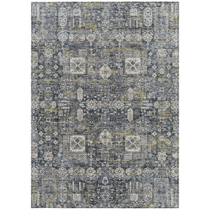 Homeroots 3' Artichoke Green & Ivory Oriental Washable Area Rug - Durable Indoor/Outdoor Design For Every Space 8' X 10' Polyester 579610