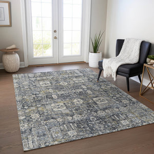 Homeroots 3' Artichoke Green & Ivory Oriental Washable Area Rug - Durable Indoor/Outdoor Design For Every Space 9' X 12' Polyester 579611
