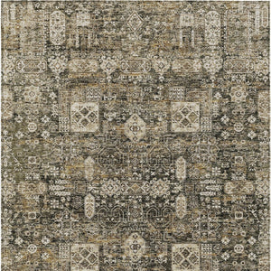 Homeroots 3' Artichoke Green & Ivory Oriental Washable Area Rug - Durable Indoor/Outdoor Design For Every Space 5' X 8' Polyester 579614