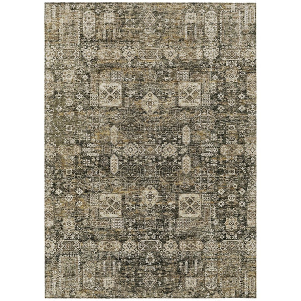 HomeRoots 5' Coffee and Beige Oriental Indoor Outdoor Area Rug - Durable, Washable, Stylish Design for Any Space 5' X 8' 579614