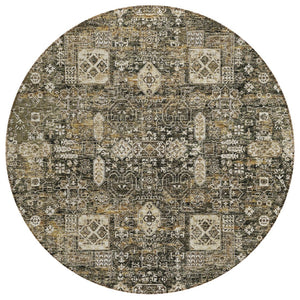 HomeRoots 5' Coffee and Beige Oriental Indoor Outdoor Area Rug - Durable, Washable, Stylish Design for Any Space 8' Round 579615
