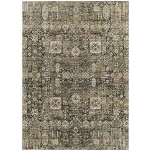 Homeroots 3' Artichoke Green & Ivory Oriental Washable Area Rug - Durable Indoor/Outdoor Design For Every Space 10' X 14' Polyester 579618