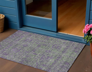 Homeroots 3' Artichoke Green & Ivory Oriental Washable Area Rug - Durable Indoor/Outdoor Design For Every Space 3' X 5' Polyester 579619