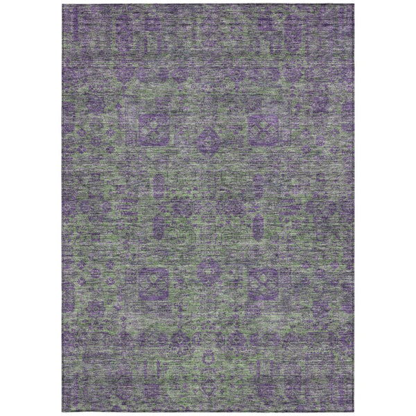 Homeroots 3' Artichoke Green & Ivory Oriental Washable Area Rug - Durable Indoor/Outdoor Design For Every Space 5' X 8' Polyester 579620