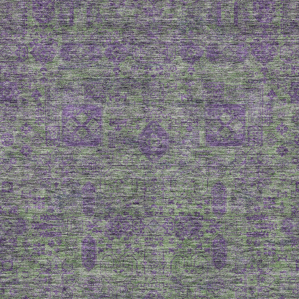 Homeroots 3' Artichoke Green & Ivory Oriental Washable Area Rug - Durable Indoor/Outdoor Design For Every Space 5' X 8' Polyester 579620