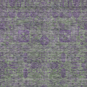 Homeroots 3' Artichoke Green & Ivory Oriental Washable Area Rug - Durable Indoor/Outdoor Design For Every Space 8' X 10' Polyester 579622