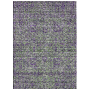 HomeRoots 9' Bold Fern Green and Purple Oriental Area Rug - Washable, Durable Indoor/Outdoor Floor Covering 9' X 12' 579623