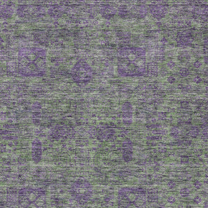 Homeroots 3' Artichoke Green & Ivory Oriental Washable Area Rug - Durable Indoor/Outdoor Design For Every Space 9' X 12' Polyester 579623