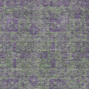 Homeroots 3' Artichoke Green & Ivory Oriental Washable Area Rug - Durable Indoor/Outdoor Design For Every Space 10' X 14' Polyester 579624