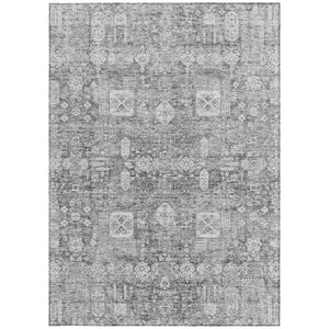 Homeroots 3' Artichoke Green & Ivory Oriental Washable Area Rug - Durable Indoor/Outdoor Design For Every Space 5' X 8' Polyester 579626