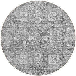 Homeroots 3' Artichoke Green & Ivory Oriental Washable Area Rug - Durable Indoor/Outdoor Design For Every Space 8' Round Polyester 579627