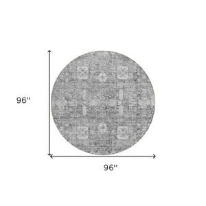 Homeroots 3' Artichoke Green & Ivory Oriental Washable Area Rug - Durable Indoor/Outdoor Design For Every Space 8' Round Polyester 579627