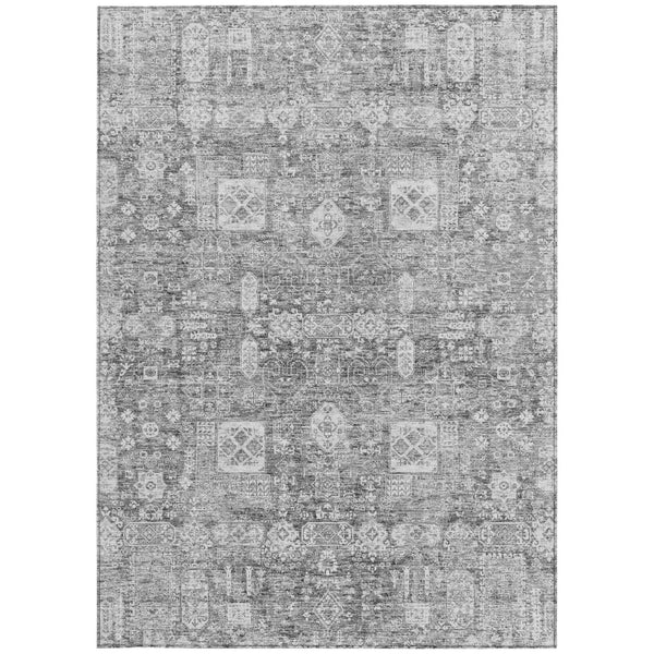 Homeroots 3' Artichoke Green & Ivory Oriental Washable Area Rug - Durable Indoor/Outdoor Design For Every Space 8' X 10' Polyester 579628