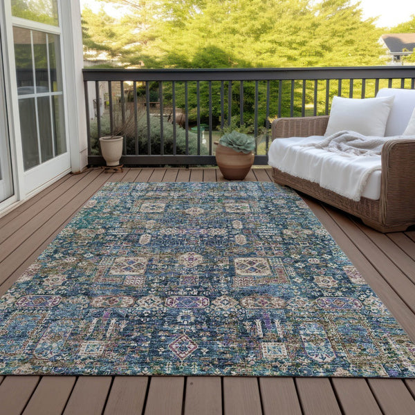 Homeroots 3' Artichoke Green & Ivory Oriental Washable Area Rug - Durable Indoor/Outdoor Design For Every Space 3' X 5' Polyester 579631