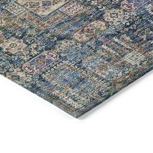 Homeroots 3' Artichoke Green & Ivory Oriental Washable Area Rug - Durable Indoor/Outdoor Design For Every Space 3' X 5' Polyester 579631