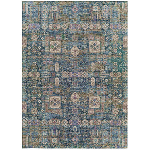 Homeroots 3' Artichoke Green & Ivory Oriental Washable Area Rug - Durable Indoor/Outdoor Design For Every Space 5' X 8' Polyester 579632