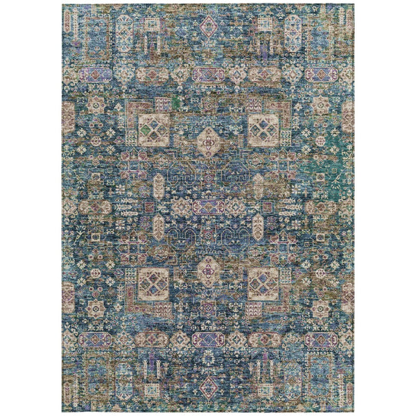 Homeroots 3' Artichoke Green & Ivory Oriental Washable Area Rug - Durable Indoor/Outdoor Design For Every Space 5' X 8' Polyester 579632