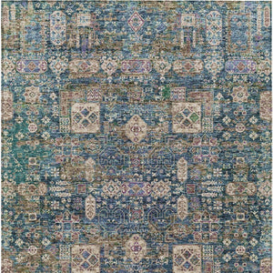 Homeroots 3' Artichoke Green & Ivory Oriental Washable Area Rug - Durable Indoor/Outdoor Design For Every Space 10' X 14' Polyester 579636