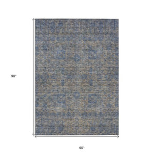 Homeroots 3' Artichoke Green & Ivory Oriental Washable Area Rug - Durable Indoor/Outdoor Design For Every Space 5' X 8' Polyester 579638