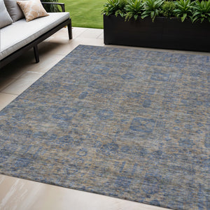 Homeroots 3' Artichoke Green & Ivory Oriental Washable Area Rug - Durable Indoor/Outdoor Design For Every Space 5' X 8' Polyester 579638