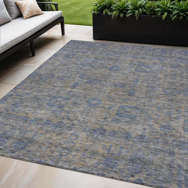 Homeroots 3' Artichoke Green & Ivory Oriental Washable Area Rug - Durable Indoor/Outdoor Design For Every Space 5' X 8' Polyester 579638