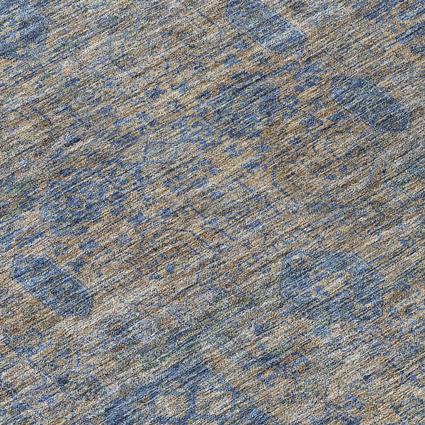 Homeroots 3' Artichoke Green & Ivory Oriental Washable Area Rug - Durable Indoor/Outdoor Design For Every Space 8' Round Polyester 579639