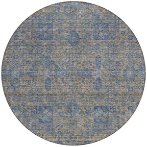 Homeroots 3' Artichoke Green & Ivory Oriental Washable Area Rug - Durable Indoor/Outdoor Design For Every Space 8' Round Polyester 579639