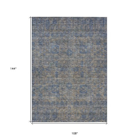 Homeroots 3' Artichoke Green & Ivory Oriental Washable Area Rug - Durable Indoor/Outdoor Design For Every Space 9' X 12' Polyester 579641
