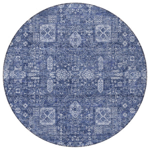 Homeroots 3' Artichoke Green & Ivory Oriental Washable Area Rug - Durable Indoor/Outdoor Design For Every Space 8' Round Polyester 579645