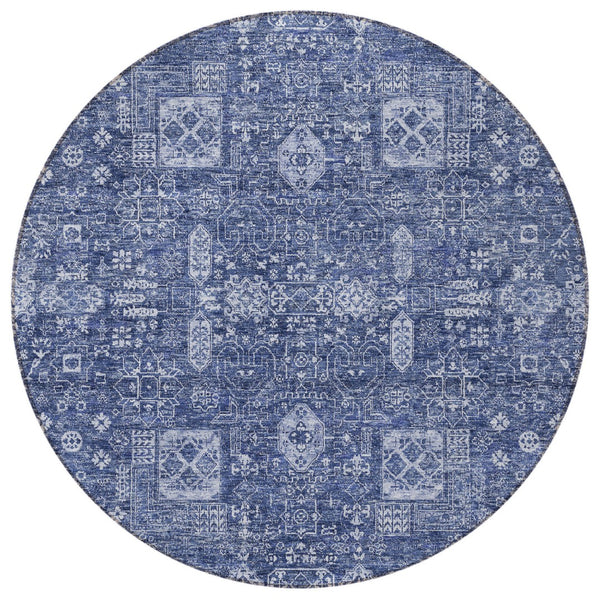 Homeroots 3' Artichoke Green & Ivory Oriental Washable Area Rug - Durable Indoor/Outdoor Design For Every Space 8' Round Polyester 579645