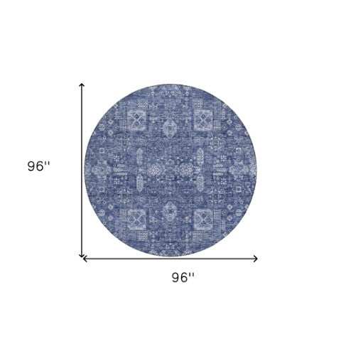 Homeroots 3' Artichoke Green & Ivory Oriental Washable Area Rug - Durable Indoor/Outdoor Design For Every Space 8' Round Polyester 579645