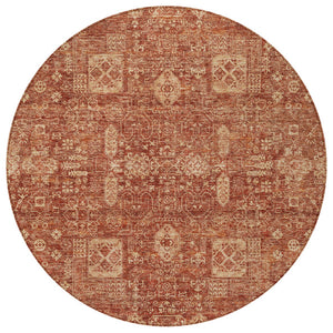 Homeroots 3' Artichoke Green & Ivory Oriental Washable Area Rug - Durable Indoor/Outdoor Design For Every Space 8' Round Polyester 579651