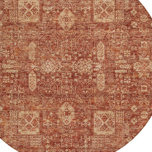 Homeroots 3' Artichoke Green & Ivory Oriental Washable Area Rug - Durable Indoor/Outdoor Design For Every Space 8' Round Polyester 579651