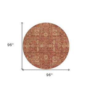 Homeroots 3' Artichoke Green & Ivory Oriental Washable Area Rug - Durable Indoor/Outdoor Design For Every Space 8' Round Polyester 579651