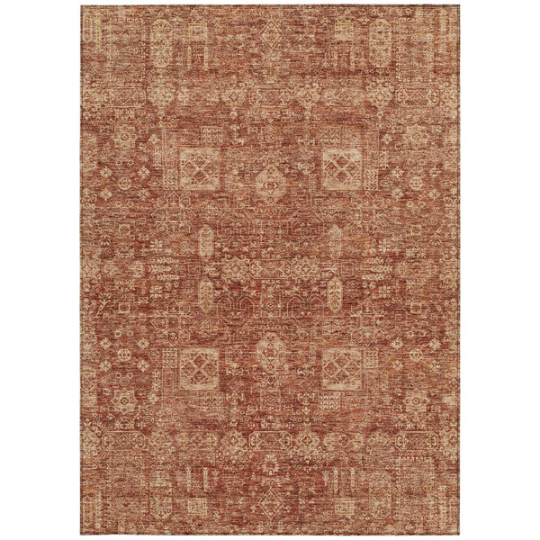 Homeroots 3' Artichoke Green & Ivory Oriental Washable Area Rug - Durable Indoor/Outdoor Design For Every Space 8' X 10' Polyester 579652
