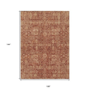 Homeroots 3' Artichoke Green & Ivory Oriental Washable Area Rug - Durable Indoor/Outdoor Design For Every Space 9' X 12' Polyester 579653