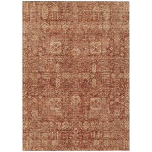 HomeRoots 9' Vibrant Orange Copper Terra Cotta Oriental Area Rug for Indoor and Outdoor Spaces, Machine Washable 9' X 12' 579653