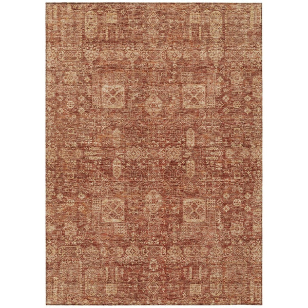 HomeRoots 9' Vibrant Orange Copper Terra Cotta Oriental Area Rug for Indoor and Outdoor Spaces, Machine Washable 9' X 12' 579653