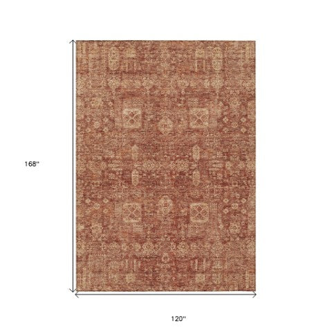 Homeroots 3' Artichoke Green & Ivory Oriental Washable Area Rug - Durable Indoor/Outdoor Design For Every Space 10' X 14' Polyester 579654
