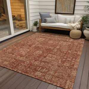 HomeRoots 5' Vibrant Orange Copper Terra Cotta Oriental Washable Area Rug for Indoor Outdoor Spaces 10' X 14' 579654
