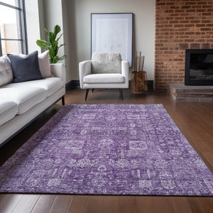 HomeRoots 5' Purple Lilac and Lavender Oriental Area Rug - Durable, Washable Indoor-Outdoor Accent for Any Space 5' X 8' 579656