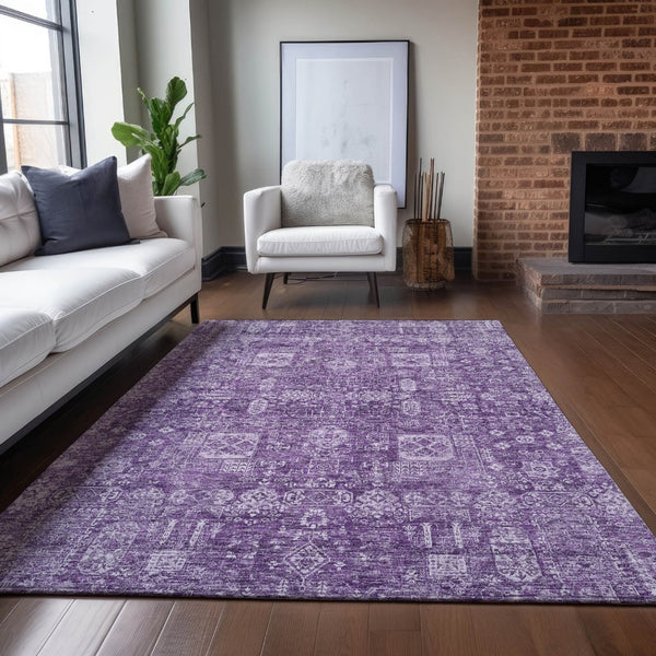 HomeRoots 5' Purple Lilac and Lavender Oriental Area Rug - Durable, Washable Indoor-Outdoor Accent for Any Space 5' X 8' 579656