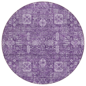HomeRoots 5' Purple Lilac and Lavender Oriental Area Rug - Durable, Washable Indoor-Outdoor Accent for Any Space 8' Round 579657