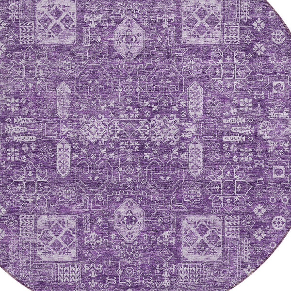 Homeroots 3' Artichoke Green & Ivory Oriental Washable Area Rug - Durable Indoor/Outdoor Design For Every Space 8' Round Polyester 579657