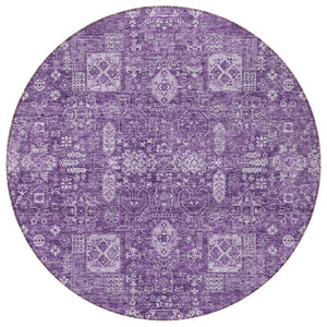 Homeroots 3' Artichoke Green & Ivory Oriental Washable Area Rug - Durable Indoor/Outdoor Design For Every Space 8' Round Polyester 579657