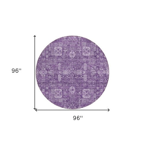 Homeroots 3' Artichoke Green & Ivory Oriental Washable Area Rug - Durable Indoor/Outdoor Design For Every Space 8' Round Polyester 579657