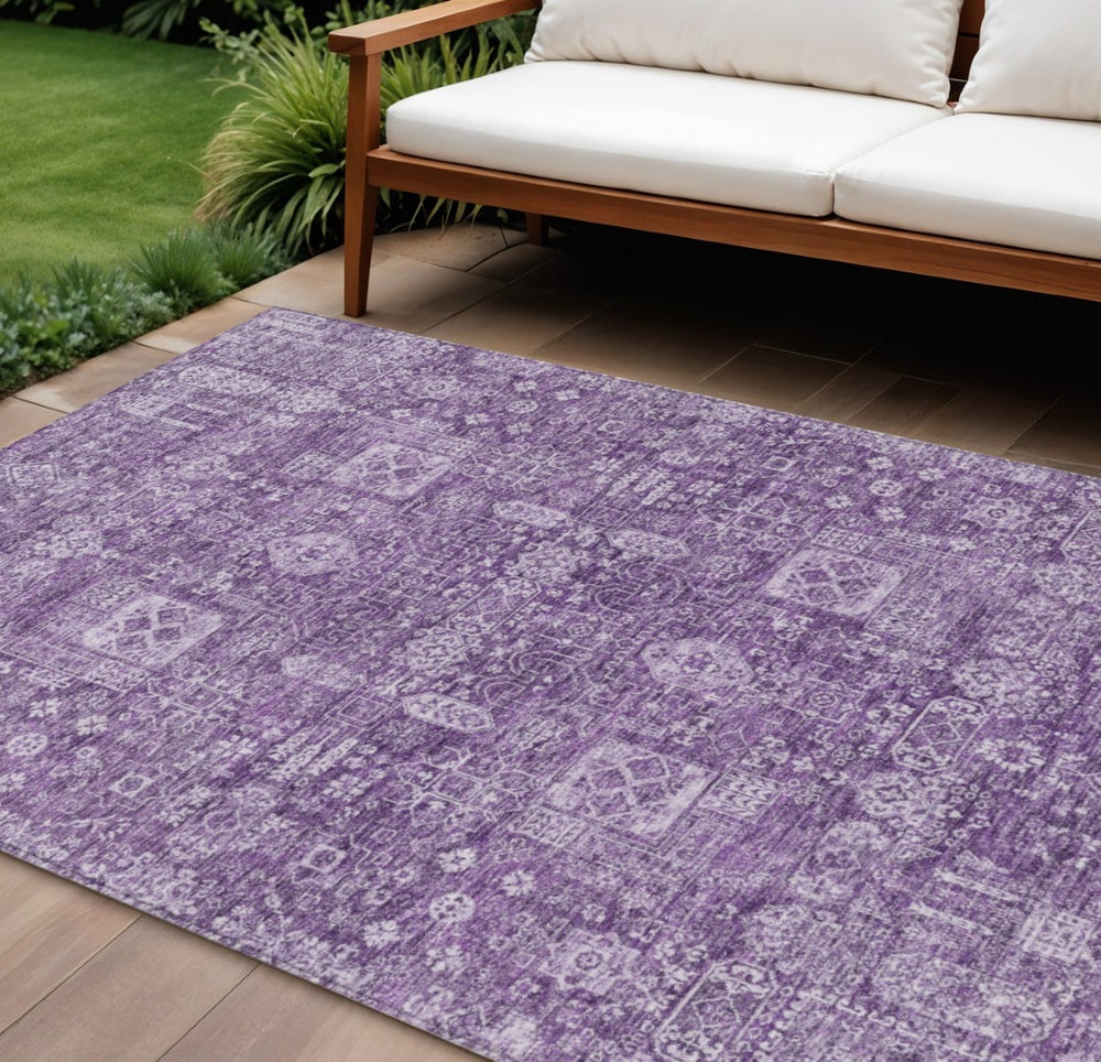 HomeRoots 5' Purple Lilac and Lavender Oriental Area Rug - Durable, Washable Indoor-Outdoor Accent for Any Space 8' X 10' 579658