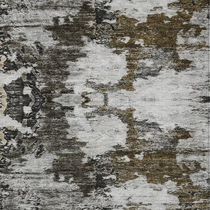 Homeroots 3' Taupe Brown And Gold Abstract Washable Indoor Outdoor Area Rug - Stylish, Durable, Versatile Design 3' X 5' Polyester 579661