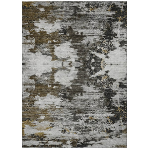 Homeroots 3' Taupe Brown And Gold Abstract Washable Indoor Outdoor Area Rug - Stylish, Durable, Versatile Design 5' X 8' Polyester 579662