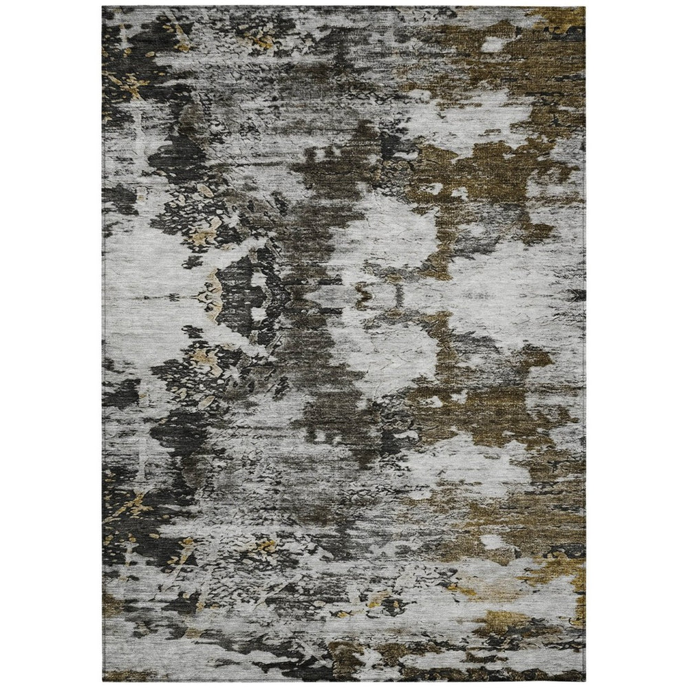 HomeRoots 9' Abstract Washable Indoor Outdoor Area Rug in Taupe, Brown & Gold - Durable & Stylish Décor Solution 9' X 12' 579665